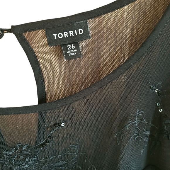 Torrid Floral Embroidered Mesh Little Black Dress - Picture 4 of 13